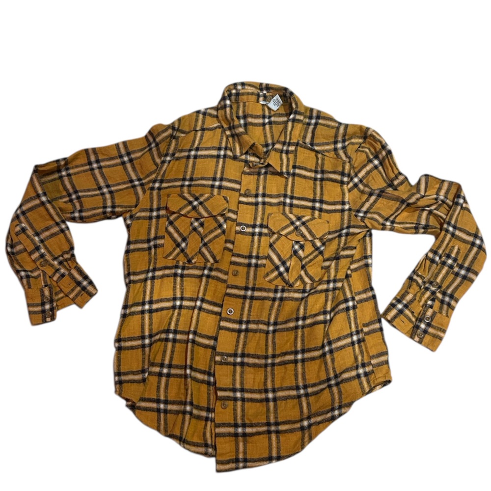 Forever 21 Yellow Plaid Button Down Shirt